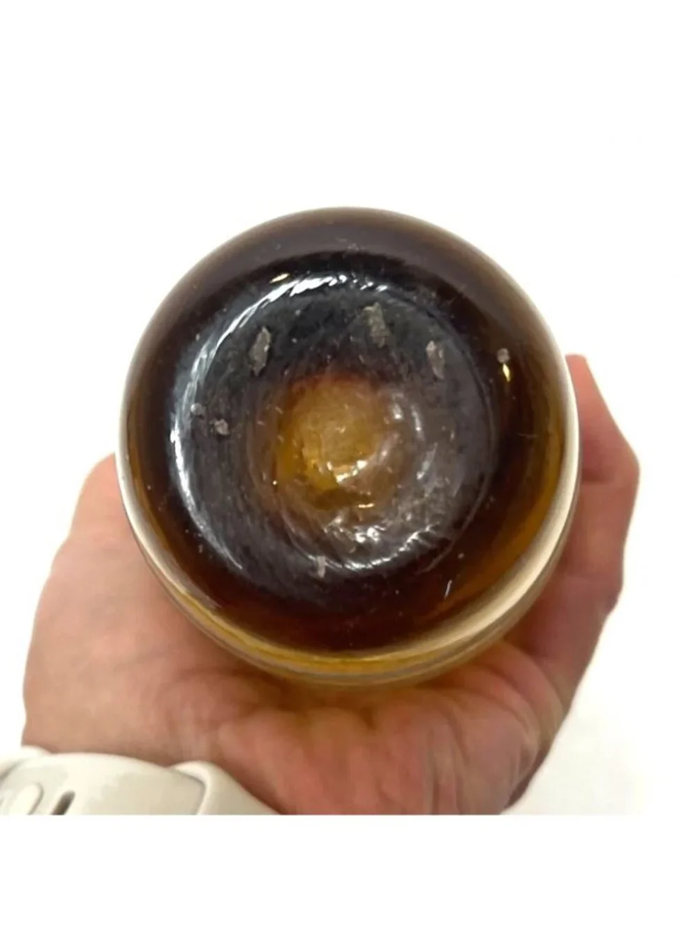 Hand Blown Vintage Etched Striped Amber Honey Brown 12